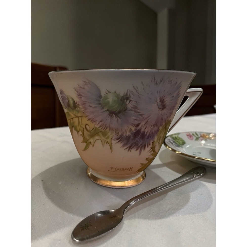 Royal Doulton Glamis Thistle H4601 Footed Teacup Bone China England 1938 Pattern